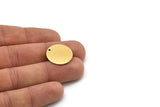 Gold Round Tag, 2 Gold Plated Brass Stamping Tags With 1 Hole, Charms, Findings (20x1mm) D0382--n0661
