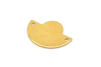 Semi Circle Charm, 2 Gold Plated Brass Semi Circle Charms With 2 Holes, Geometric Pendant (24x17.5x0.8mm) U102