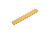 Tiny Rectangle Bar, 4 Gold Plated Brass Rectangle Stamping Blanks With 1 Hole, Charms, Necklace Finding (35x5x0.80mm) U031