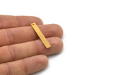 Tiny Rectangle Bar, 4 Gold Plated Brass Rectangle Stamping Blanks With 1 Hole, Charms, Necklace Finding (35x5x0.80mm) U031