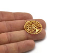 Gold Tree Charm, Gold Plated Brass Tree Charm With 1 Loop, Pendants, Findings (30x26mm) N1335