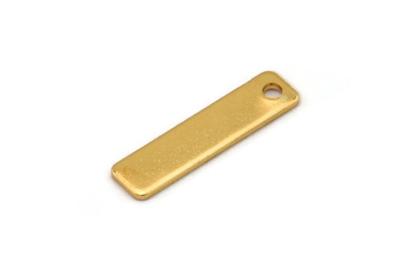 Tiny Rectangle Bar, 8 Gold Plated Brass Rectangle Stamping Blanks With 1 Hole, Charms, Necklace Finding (20x5x0.80mm) U025