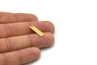 Tiny Rectangle Bar, 8 Gold Plated Brass Rectangle Stamping Blanks With 1 Hole, Charms, Necklace Finding (20x5x0.80mm) U025