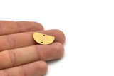 Semi Circle Charm, 4 Gold Plated Brass Half Moon Connectors With 2 Holes, Findings (22x14x0.80mm) M478