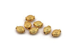 Gold Tiny Bead, 6 Gold Plated Brass Floral Spacer Beads, Findings (6x8mm) N0254