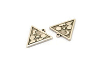 Silver Triangle Charm, 4 Antique Silver Plated Brass Triangle Charms With 1 Loop, Cloud Findings, Moon And Star Findings (20x18x1.4mm) N2338