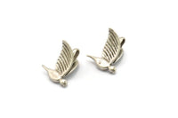 Tiny Bird Charm, 5 Antique Silver Plated Brass Bird Necklace Pendants With 1 Loop (13x10mm) N0429