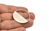 Silver Round Charm, 2 Antique Silver Plated Brass Circle Charms With 1 Loop, Charm Pendants (38x36x1mm) A3056