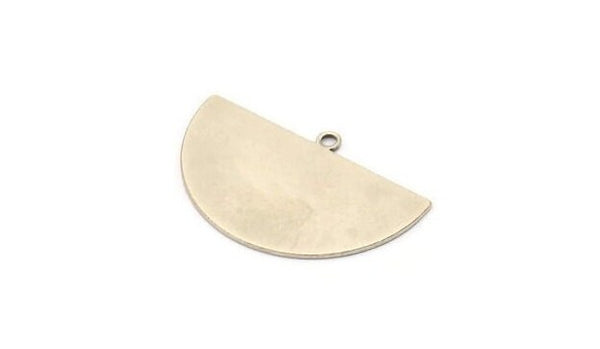 Half Moon Blank, 4 Antique Silver Plated Brass Semi Circle Blank Charms With 1 Loop, Pendants, Earrings, Findings (35x22x0.80mm) BS 2088