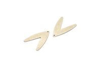 Silver Letter Charm, 4 Antique Silver Plated Brass V Shape Charms With 1 Hole, Findings (31x22.5x0.80mm) D988