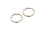 Silver Faceted Ring, 6 Antique Silver Plated Brass Faceted Rings, Connectors (17mm) N0500