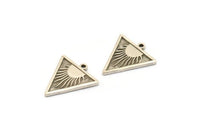 Silver Triangle Charm, 4 Antique Silver Plated Brass Triangle Charms With 1 Loop, Sun Findings, Sun Rising Findings (20x18x1.7mm) N2370
