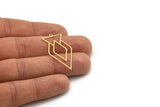 Brass Diamond Charm, 4 Raw Brass Diamond Shaped Charms With 1 Loop, Pendant Findings (38x19x0.80mm) SMP0878