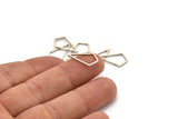 Silver Diamond Charm, 24 Antique Silver Plated Brass Diamond Ring Charms (18x10x0.80mm) D0542