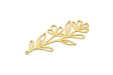 Brass Leaf Charm, 8 Raw Brass Branch Charms With 1 Loop, Charm Pendants (42x20x0.60mm) SMP0953 A2906