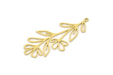 Brass Leaf Charm, 8 Raw Brass Branch Charms With 1 Loop, Charm Pendants (42x20x0.60mm) SMP0953 A2906