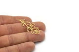 Brass Leaf Charm, 8 Raw Brass Branch Charms With 1 Loop, Charm Pendants (42x20x0.60mm) SMP0953 A2906
