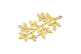 Brass Leaf Charm, 6 Raw Brass Branch Charms With 1 Loop, Charm Pendants (39x23x0.60mm) SMP0966 A5070
