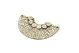 Semi Circle Charm, Antique Silver Plated Brass Semi Circle Charm With 2 Holes, Findings, Pendants (32x19mm) N0121