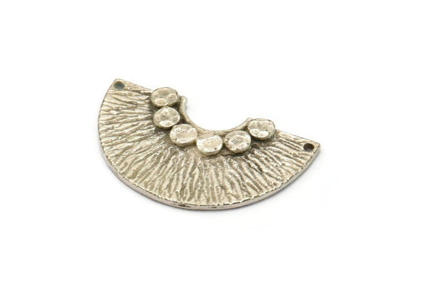 Semi Circle Charm, Antique Silver Plated Brass Semi Circle Charm With 2 Holes, Findings, Pendants (32x19mm) N0121