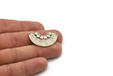 Semi Circle Charm, Antique Silver Plated Brass Semi Circle Charm With 2 Holes, Findings, Pendants (32x19mm) N0121