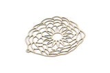 Silver Flower Charm, 2 Antique Silver Plated Brass Flower And Sun Shaped Charms With 1 Loop, Findings (50x42x0.60mm) A4907