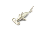 Hammer Fish Pendant, Antique Silver Plated Brass Hammer Fish Charm, Findings (51x21mm) N0152