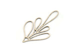 Silver Leaf Charm, 6 Antique Silver Plated Brass Branch Charms, Charm Pendants (47.5x27x0.80mm) A6223 H0485