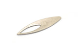 Silver Ellipse Charm, 6 Antique Silver Plated Brass Ellipse Shape Charms Without Hole, Findings (37x10x0.70mm) D0777
