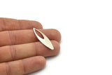Silver Ellipse Charm, 6 Antique Silver Plated Brass Ellipse Shape Charms Without Hole, Findings (37x10x0.70mm) D0777