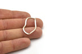 Silver Oval Connector, 8 Antique Silver Plated Brass Wavy Oval Connectors, Findings (35x19x0.80mm) D0780