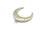 Silver Moon Charm, Antique Silver Plated Brass Textured Horn Charm With 1 Loop, Pendants, Findings (27x8x3.55mm) N0239