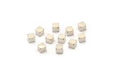 Square Cube Bead, 50 Antique Silver Plated Brass Cube Beads, Findings (3x3mm) D0147