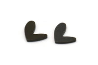 Black Heart Blank, 24 Oxidized Black Brass Heart Stamping Blanks, Findings (11x8x1mm) M705