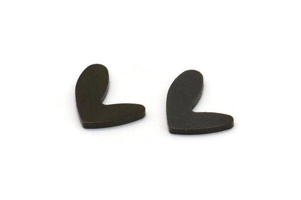 Black Heart Blank, 24 Oxidized Black Brass Heart Stamping Blanks, Findings (11x8x1mm) M705