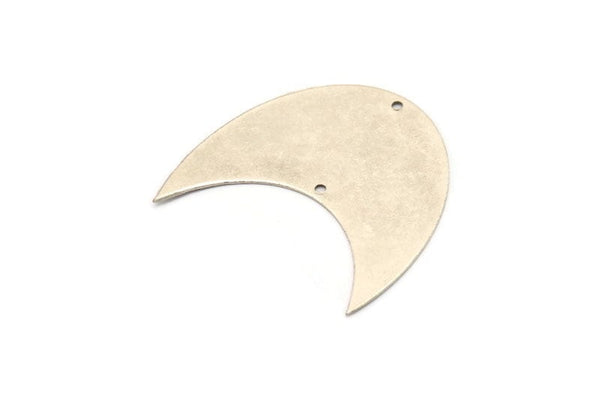 Moon Phase Blank, 2 Antique Silver Plated Brass Crescent Moon Blanks With 2 Holes (42x25x0.60mm) BS 2146