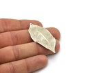 Silver Leaf Charm, 4 Antique Silver Plated Brass Textured Leaf Charms With 1 Hole, Earrings (53x23x0.40mm) D0575