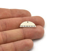 Semi Circle Pendant, 12 Antique Silver Plated Brass Semi Circle Charms With 10 Holes, Blanks (21x10.5x0.75mm) BS 2081