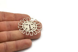 Silver Sun Charm, 2 Antique Silver Plated Brass Sun Patterned And Face Shaped Charms, Charm Pendants (41x0.60mm) A5125