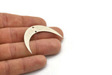 Moon Phase Blank, 4 Antique Silver Plated Brass Crescent Moon Blanks With 2 Holes (42x10x0.6mm) BS 2117