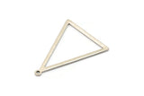 Silver Triangle Charm, 4 Antique Silver Plated Brass Triangle Charms With 1 Loop, Findings (39x30x1mm) BS 2351