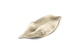 Silver Leaf Charm, 8 Antique Silver Plated Brass Textured Leaf Charm Earrings With 1 Hole, Pendants, Findings (35x16x0.40mm) D0687