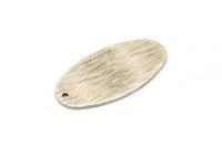 Silver Oval Charm, 4 Antique Silver Plated Brass Textured Oval Charms With 1 Hole, Findings (30x15x0.80mm) D0597