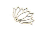 Silver Flower Charm, 6 Antique Silver Plated Brass Lotus Flower Charms With 1 Hole, Findings (40x28x0.60mm) A3958
