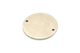 Silver Round Tag, 4 Antique Silver Plated Brass Round Stamping Blanks With 2 Holes, Connectors, Pendants, Findings (21x1mm) D0701