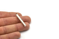 Silver Slide On End, 12 Antique Silver Plated Brass Slide On End Clasps for Seed Beads, Findings, Bracelets (35x4mm) BS 2076