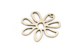 Silver Daisy Charm, 6 Antique Silver Plated Brass Daisy Charms With 1 Hole, Pendants, Earrings (25x0.80mm) D0616