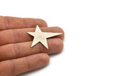 Silver Star Blank, 4 Antique Silver Plated Brass Long Star Blank, Brass Findings (41x35x1mm) BS 2179