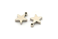 Silver Star Charm, 12 Antique Silver Plated Brass Star Charms With 1 Loop, Findings (10x8.5mm) BS 2027