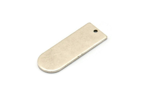 D Shape Blank, 6 Antique Silver Plated Brass D Shape Blanks With 1 Hole, Charms, Pendants (26x10x1mm) D0590